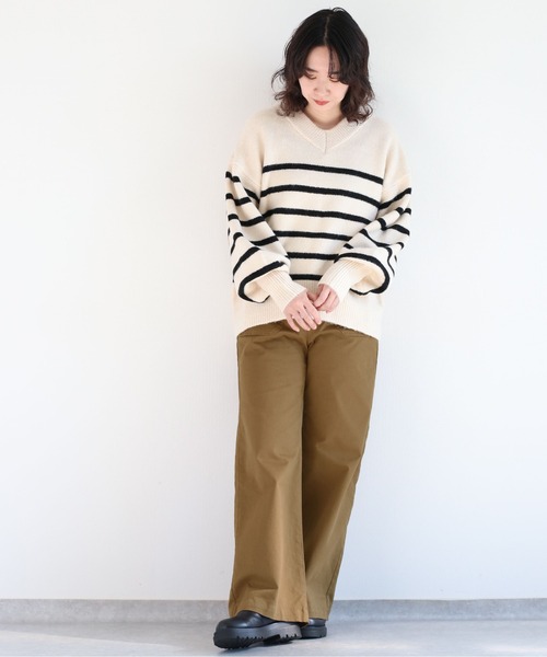 cepo（セポ）の「マシュマロVネックシンプルニット（ニット/セーター・レディース・ピンク/オフホワイト/チャコール/ブルー/ライム/ホワイト×ブラック/グリーン・M）」の17枚目の写真