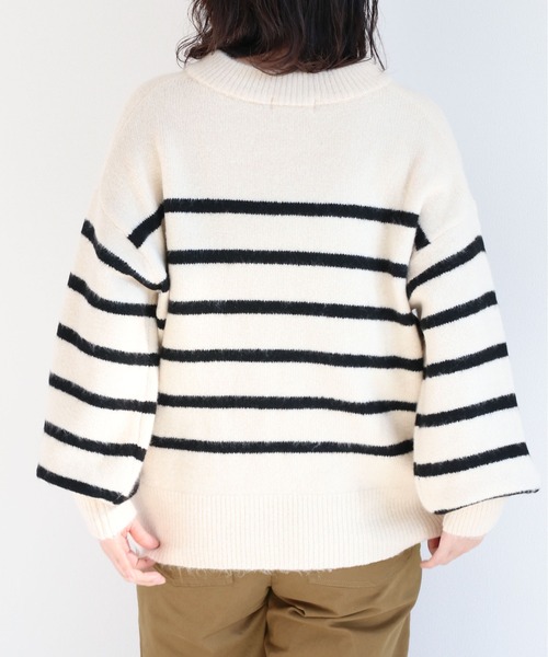 cepo（セポ）の「マシュマロVネックシンプルニット（ニット/セーター・レディース・ピンク/オフホワイト/チャコール/ブルー/ライム/ホワイト×ブラック/グリーン・M）」の12枚目の写真