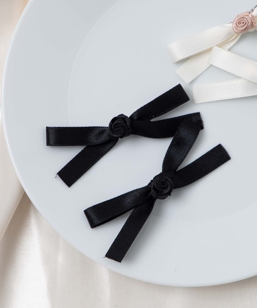 【ら ページ】ヘアリボン 2点 WEGO/【2点セット】ナローリボンクリップ（バレッタ/ヘア