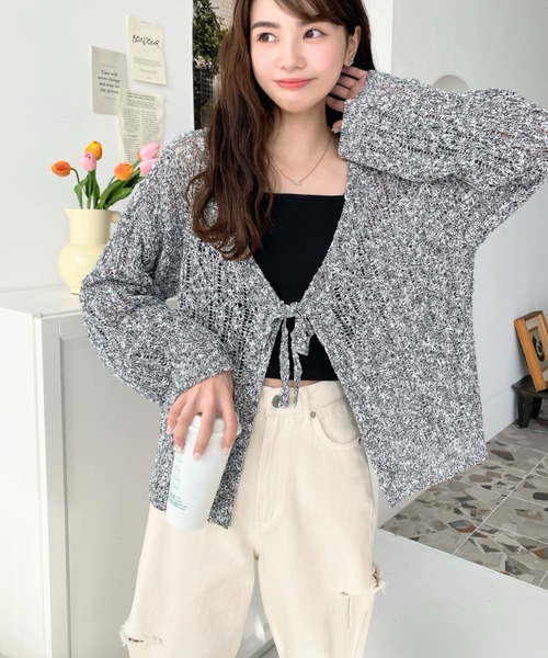 moment+（モーメントプラス）の「スカラ柄透かし編みニットリボン