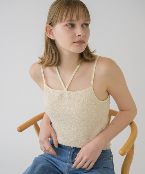 idem(イデム)の「fringe cup in camisole/カップ付きフリンジキャミソール(キャミソール・レディース・アイボリー/グレー・FREE)」の12枚目の写真