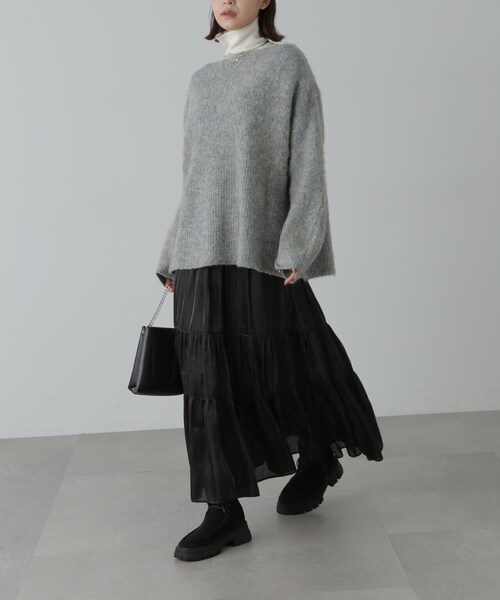 FREE'S MART（フリーズマート）の「ボートネックチュニックニット（ニット/セーター・レディース・グレー/ベージュ/ブルー・FREE）」の6枚目の写真