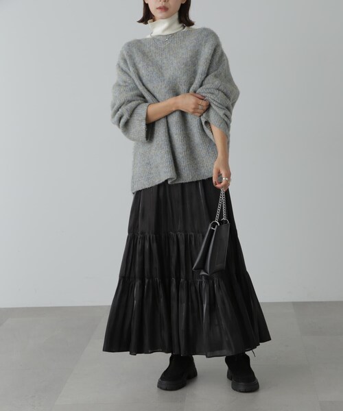 FREE'S MART（フリーズマート）の「ボートネックチュニックニット（ニット/セーター・レディース・グレー/ベージュ/ブルー・FREE）」の7枚目の写真