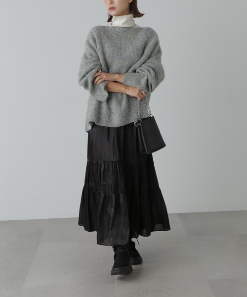 FREE'S MART（フリーズマート）の「ボートネックチュニックニット（ニット/セーター・レディース・グレー/ベージュ/ブルー・FREE）」の8枚目の写真