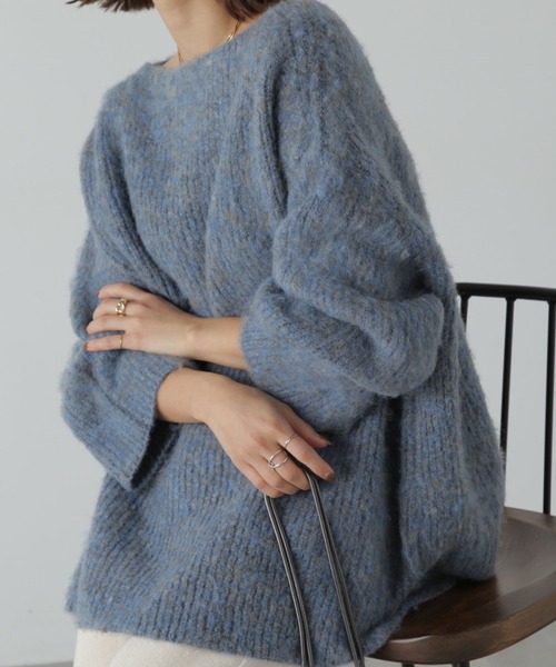 FREE'S MART（フリーズマート）の「ボートネックチュニックニット（ニット/セーター・レディース・グレー/ベージュ/ブルー・FREE）」の3枚目の写真