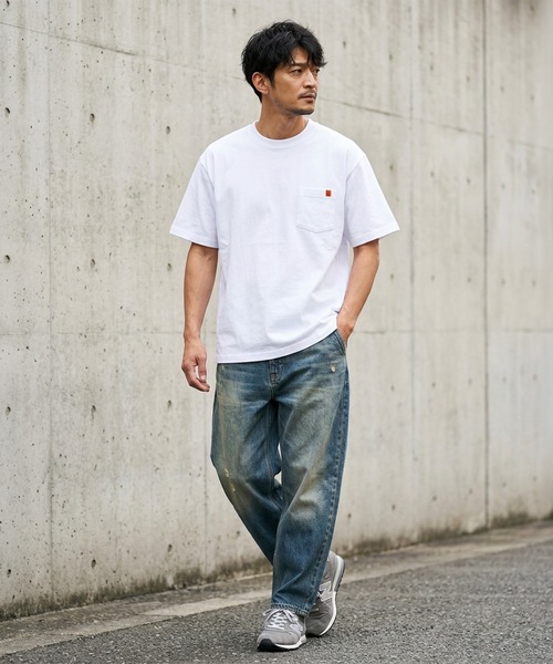 UNIVERSAL OVERALL(ユニバーサルオーバーオール)の「【UNIVERSAL OVERALL】別注 POCKET T-SHIRTS / ポケットクルーネック半袖Tシャツ(Tシャツ/カットソー・メンズ・ブラック/オートミール/ネイビー/ホワイト/グリーン/チャコールグレー/グレイッシュベージュ/ライトピンク/セージグリーン/サックスブルー・SMALL/MEDIUM/LARGE/X-LARGE)」の13枚目の写真