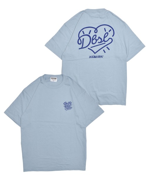 DOUBLE STEAL(ダブルスティール)の「ハート Tシャツ(Tシャツ/カットソー・メンズ・ライトブルー/ブラック/ホワイト×ネイビー/ホワイト×レッド・MEDIUM/LARGE/X-LARGE/XX-LARGE)」の1枚目の写真