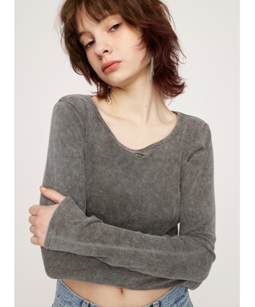 SLY（スライ）の「AGING LOGO RIB TOPS エージング ロゴ リブ