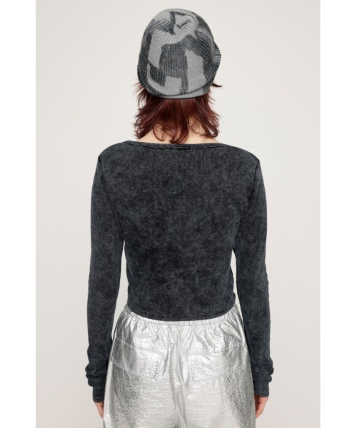 SLY(スライ)の「AGING LOGO RIB TOPS エージング ロゴ リブ トップス(Tシャツ/カットソー・レディース・カーキ/パープル/ライトブルー/ブラック・FREE)」の9枚目の写真