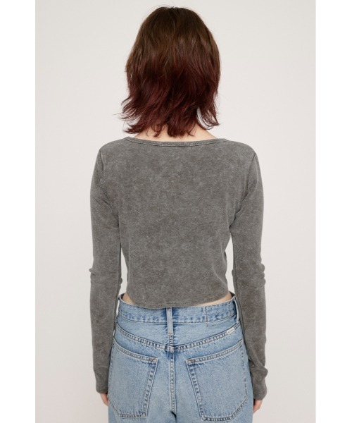SLY(スライ)の「AGING LOGO RIB TOPS エージング ロゴ リブ トップス(Tシャツ/カットソー・レディース・カーキ/パープル/ライトブルー/ブラック・FREE)」の16枚目の写真