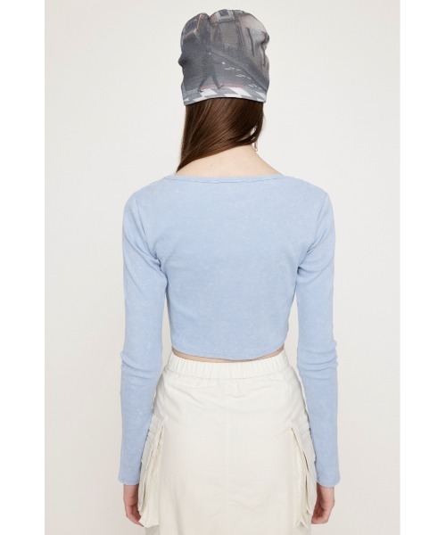 SLY(スライ)の「AGING LOGO RIB TOPS エージング ロゴ リブ トップス(Tシャツ/カットソー・レディース・カーキ/パープル/ライトブルー/ブラック・FREE)」の21枚目の写真