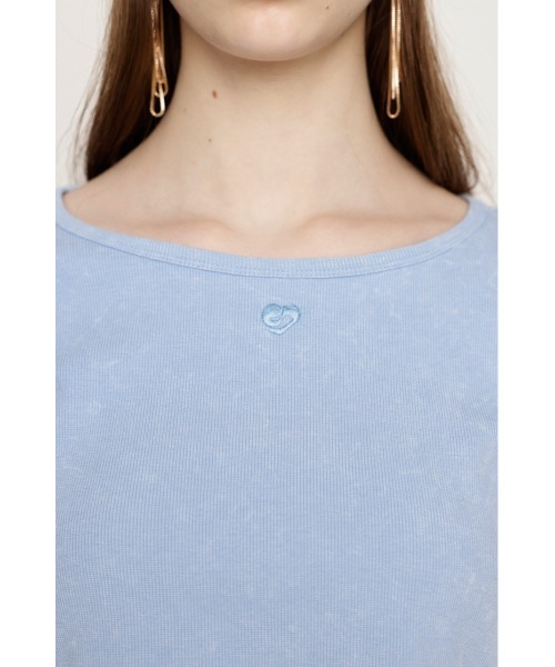 SLY(スライ)の「AGING LOGO RIB TOPS エージング ロゴ リブ トップス(Tシャツ/カットソー・レディース・カーキ/パープル/ライトブルー/ブラック・FREE)」の22枚目の写真