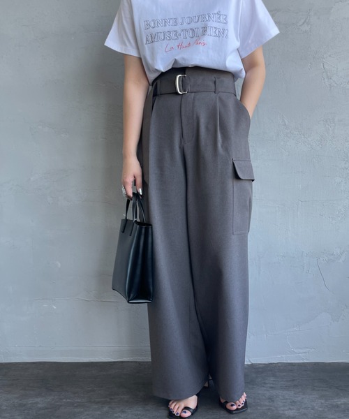 ジーンズファクトリークローズ　ベルト付き サイドカーゴポケットワイドパンツ JEANS FACTORY Clothes（ジーンズファクトリークローズ）の