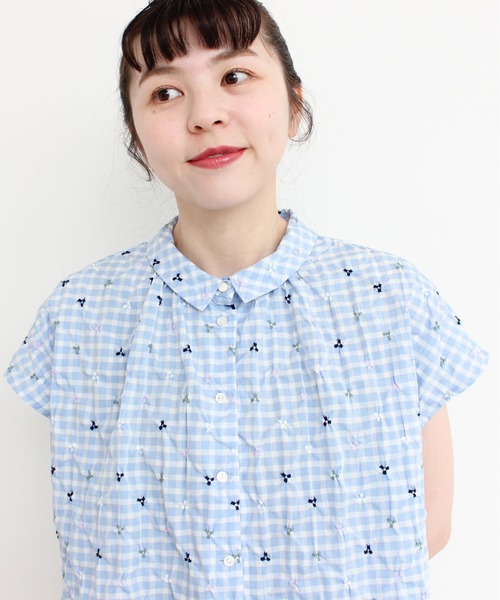 l'atelier du savon C/フリルフレンチスリーブ　ブラウス　半袖 l'atelier du savon（アトリエドサボン）の「C/フリルフレンチ
