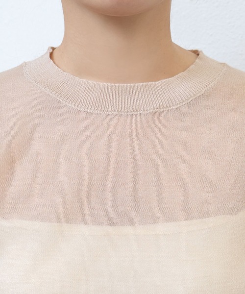 セール】ボリューム袖シアーニットトップス（ニット/セーター）｜andme