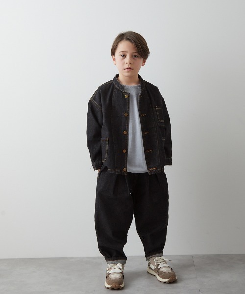 riziere（リジェール）の「バンドカラーブラックデニムジャケット（デニムジャケット・キッズ・ブラック・90/100/110/120/130/140/150）」の9枚目の写真