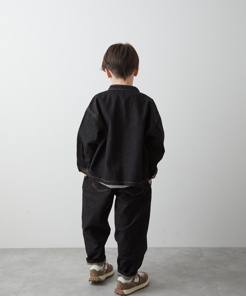 riziere（リジェール）の「バンドカラーブラックデニムジャケット（デニムジャケット・キッズ・ブラック・90/100/110/120/130/140/150）」の4枚目の写真