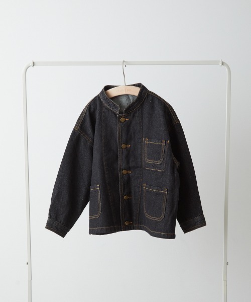 riziere（リジェール）の「バンドカラーブラックデニムジャケット（デニムジャケット・キッズ・ブラック・90/100/110/120/130/140/150）」の2枚目の写真