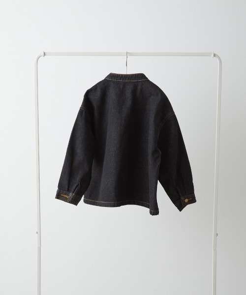 riziere（リジェール）の「バンドカラーブラックデニムジャケット（デニムジャケット・キッズ・ブラック・90/100/110/120/130/140/150）」の13枚目の写真
