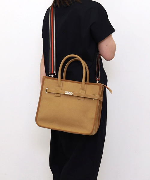 SMIR NASLI(サミールナスリ)の「ヒネリ金具ベルト×キャンバス2WAYトートバッグ(トートバッグ・レディース・オフホワイト/キャメル/ダークグレー・9)」の20枚目の写真