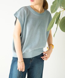 un dix cors（アンディコール）の「リネン混フレンチスリーブニット（ニット/セーター）」