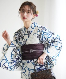 有松絞り浴衣3点セット utatane 藍色の綺羅星 綿紅梅（浴衣）｜utatane