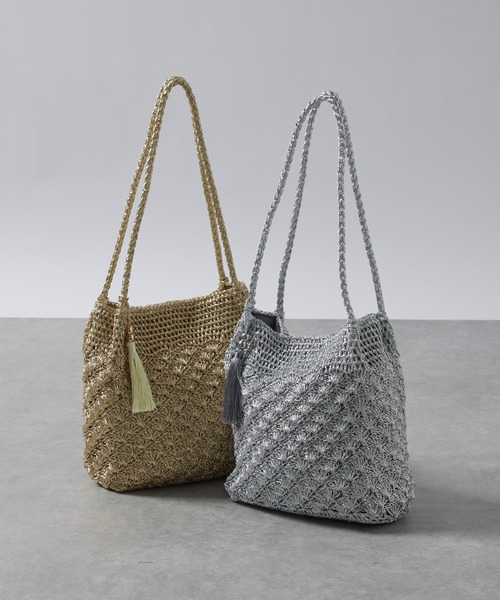 un dix cors（アンディコール）の「メタリック柄編みロングハンドルトートバッグ（トートバッグ・レディース・ゴールド/シルバー・FREE）」の18枚目の写真