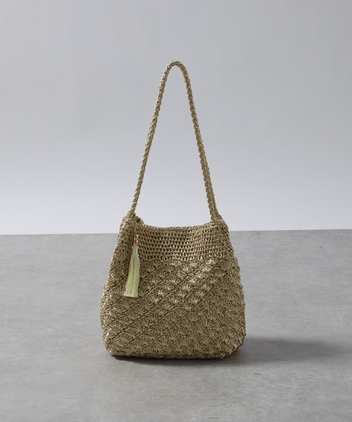 un dix cors（アンディコール）の「メタリック柄編みロングハンドルトートバッグ（トートバッグ・レディース・ゴールド/シルバー・FREE）」の3枚目の写真