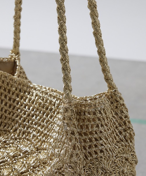 un dix cors（アンディコール）の「メタリック柄編みロングハンドルトートバッグ（トートバッグ・レディース・ゴールド/シルバー・FREE）」の8枚目の写真