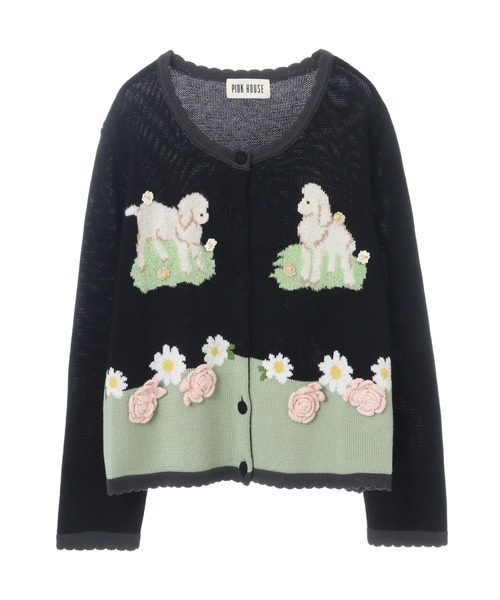 PINK HOUSE（ピンクハウス）の「まきばのひつじ柄ニットカーディガン