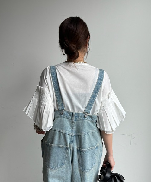 DouDou(ドゥドゥ)の「【WEB限定】 異素材ボリュームタックスリーブTEE(Tシャツ/カットソー・レディース・ブラック/オフホワイト・FREE)」の14枚目の写真