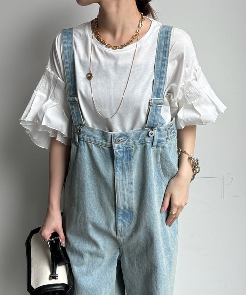 DouDou(ドゥドゥ)の「【WEB限定】 異素材ボリュームタックスリーブTEE(Tシャツ/カットソー・レディース・ブラック/オフホワイト・FREE)」の11枚目の写真