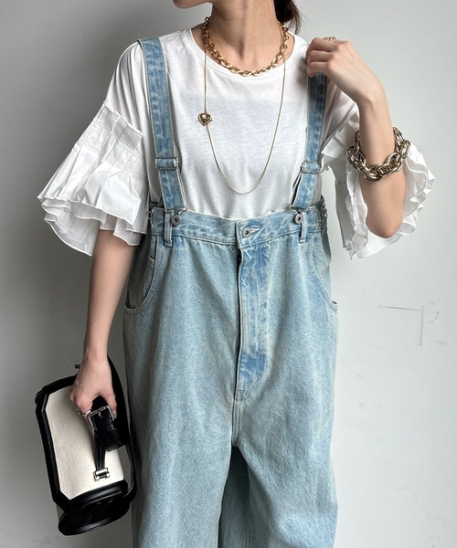 DouDou(ドゥドゥ)の「【WEB限定】 異素材ボリュームタックスリーブTEE(Tシャツ/カットソー・レディース・ブラック/オフホワイト・FREE)」の12枚目の写真