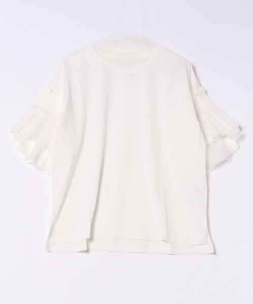 DouDou(ドゥドゥ)の「【WEB限定】 異素材ボリュームタックスリーブTEE(Tシャツ/カットソー・レディース・ブラック/オフホワイト・FREE)」の4枚目の写真