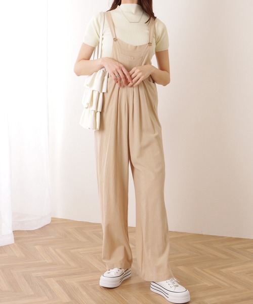 Lace Ladies(レースレディース)の「フロント タック ワイド パンツ オールインワン(サロペット/オーバーオール・レディース・ブラック/ネイビー/ベージュ・S/M/XL)」の17枚目の写真