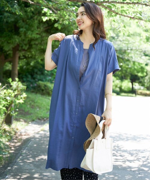 ikka(イッカ)の「レーヨン麻 半袖2WAYワンピース(ワンピース・レディース・ブルー/チャコールグレー/グリーン・M/L/S)」の18枚目の写真