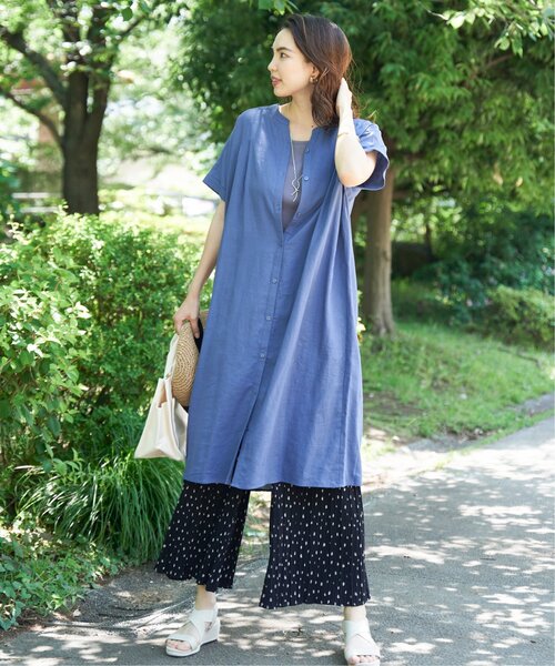 ikka(イッカ)の「レーヨン麻 半袖2WAYワンピース(ワンピース・レディース・ブルー/チャコールグレー/グリーン・M/L/S)」の19枚目の写真