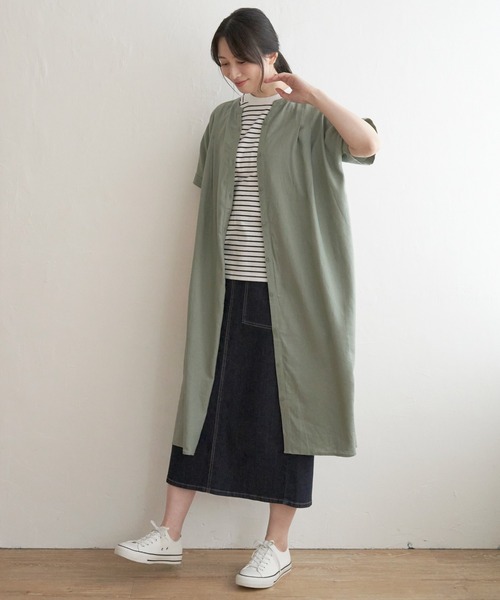 ikka(イッカ)の「レーヨン麻 半袖2WAYワンピース(ワンピース・レディース・ブルー/チャコールグレー/グリーン・M/L/S)」の7枚目の写真