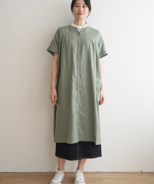 ikka(イッカ)の「レーヨン麻 半袖2WAYワンピース(ワンピース・レディース・ブルー/チャコールグレー/グリーン・M/L/S)」の9枚目の写真