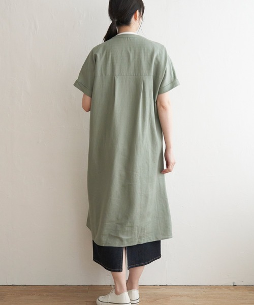 ikka(イッカ)の「レーヨン麻 半袖2WAYワンピース(ワンピース・レディース・ブルー/チャコールグレー/グリーン・M/L/S)」の10枚目の写真