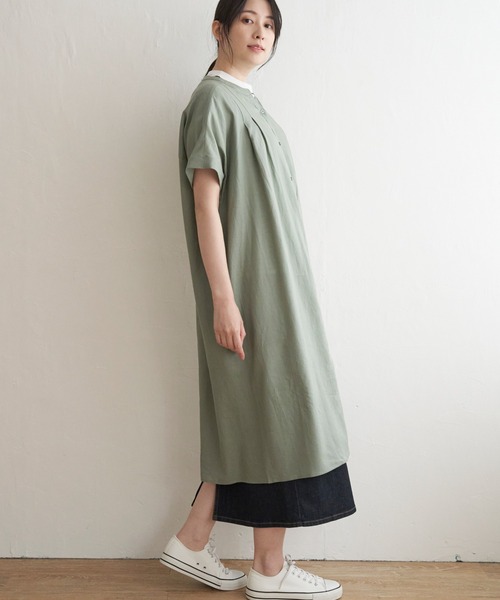 ikka(イッカ)の「レーヨン麻 半袖2WAYワンピース(ワンピース・レディース・ブルー/チャコールグレー/グリーン・M/L/S)」の11枚目の写真