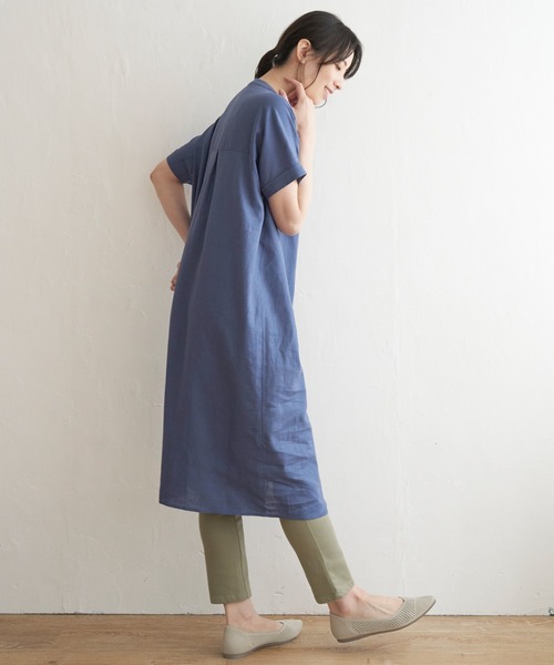 ikka(イッカ)の「レーヨン麻 半袖2WAYワンピース(ワンピース・レディース・ブルー/チャコールグレー/グリーン・M/L/S)」の6枚目の写真