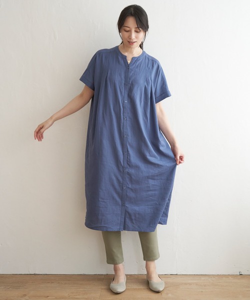ikka(イッカ)の「レーヨン麻 半袖2WAYワンピース(ワンピース・レディース・ブルー/チャコールグレー/グリーン・M/L/S)」の5枚目の写真