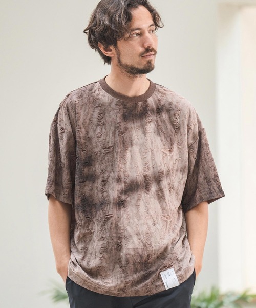 CAMBIO(カンビオ)の「mt9014- Spot dye Damage Short Sleeve Cut sew Tシャツ(Tシャツ/カットソー・メンズ・ブラウン・M/L)」の2枚目の写真