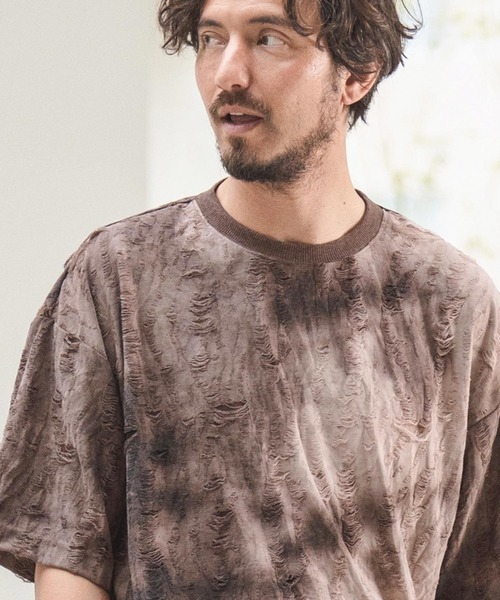 CAMBIO(カンビオ)の「mt9014- Spot dye Damage Short Sleeve Cut sew Tシャツ(Tシャツ/カットソー・メンズ・ブラウン・M/L)」の4枚目の写真