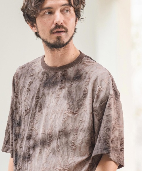 CAMBIO(カンビオ)の「mt9014- Spot dye Damage Short Sleeve Cut sew Tシャツ(Tシャツ/カットソー・メンズ・ブラウン・M/L)」の5枚目の写真
