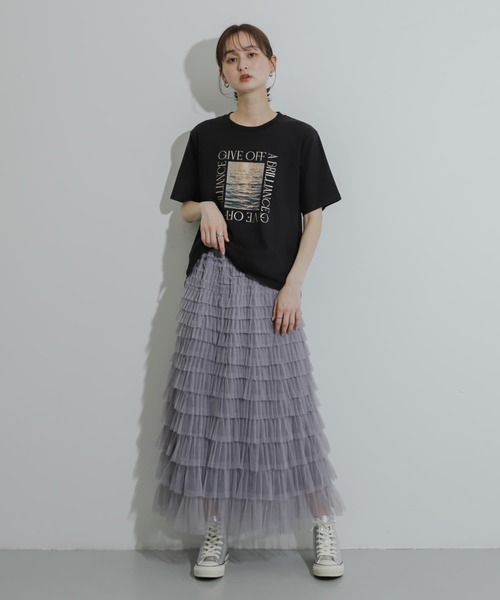 SENSE OF PLACE by URBAN RESEARCH(センスオブプレイスバイアーバンリサーチ)の「ティアードフリルチュールスカート(スカート・レディース・アイボリー/ブラック/グレー・ONE)」の5枚目の写真