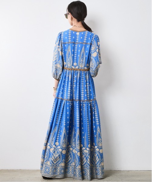 エスニックパネルプリントマキシワンピース ＜大きいサイズ有＞シック