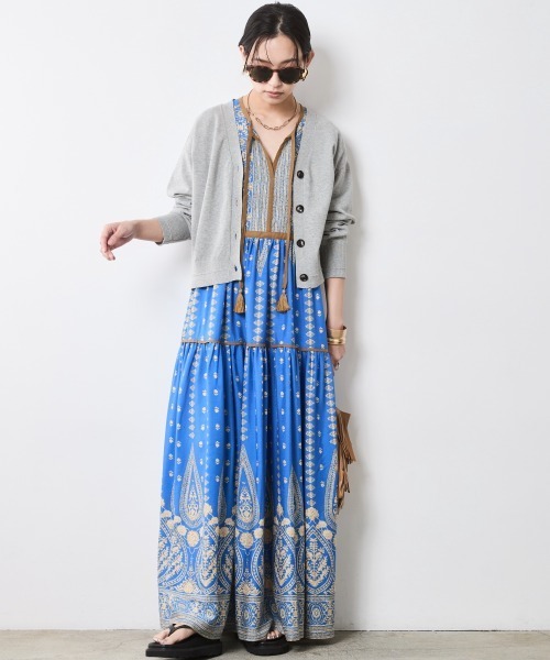 エスニックパネルプリントマキシワンピース ＜大きいサイズ有