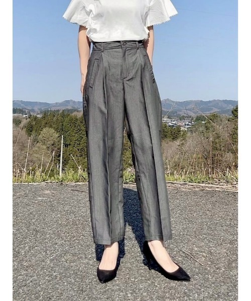 BACK NUMBER（バックナンバー）の「【BACK NUMBER】ハイウエストタックトラウザー（その他パンツ・レディース・グレー/ブラック/サックスブルー・L/M）」の3枚目の写真